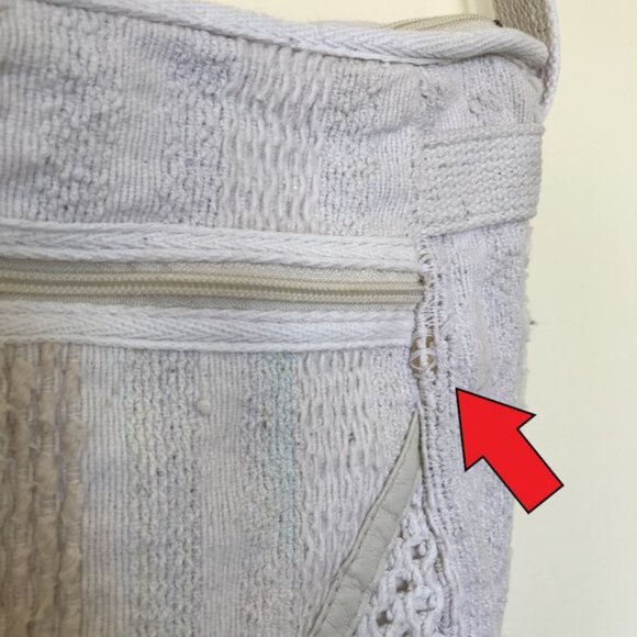 Textured Woven Fabric Purse Shoulder Bag Vintage 90s Neutral Crochet 9x11 - Picture 3 of 10